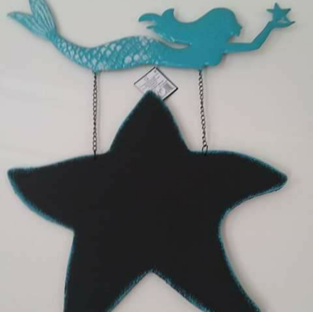 Mermaid hanging starfish shaped chalkboard wall art